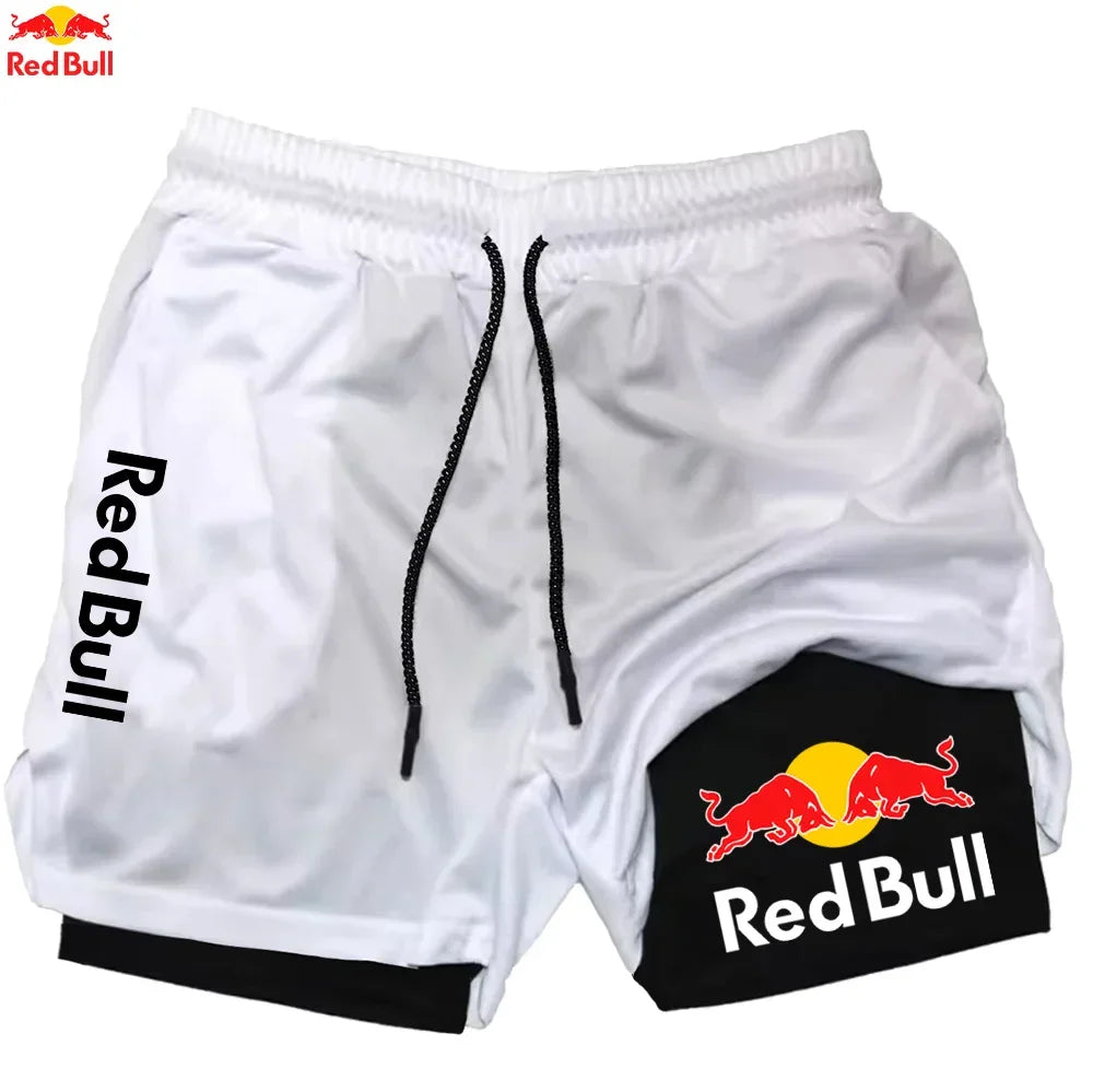 Red Bull Newest 2 in 1 Running Training Gym Short - Palm and Thread