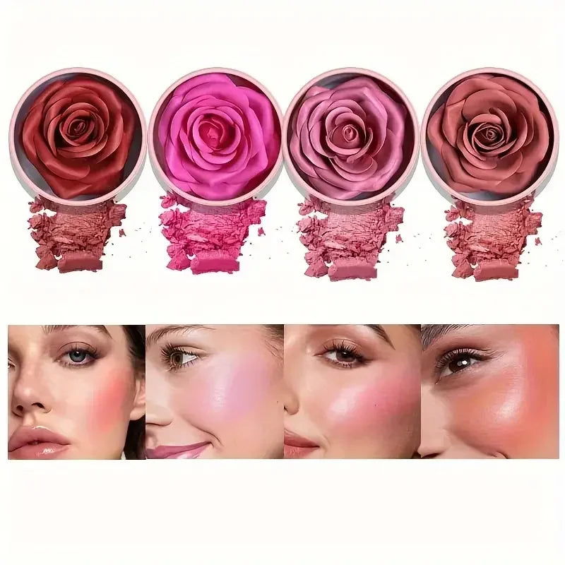 4-Shade Rose Petal Blush 3D petal rose Makeup Blush - Palm and Thread