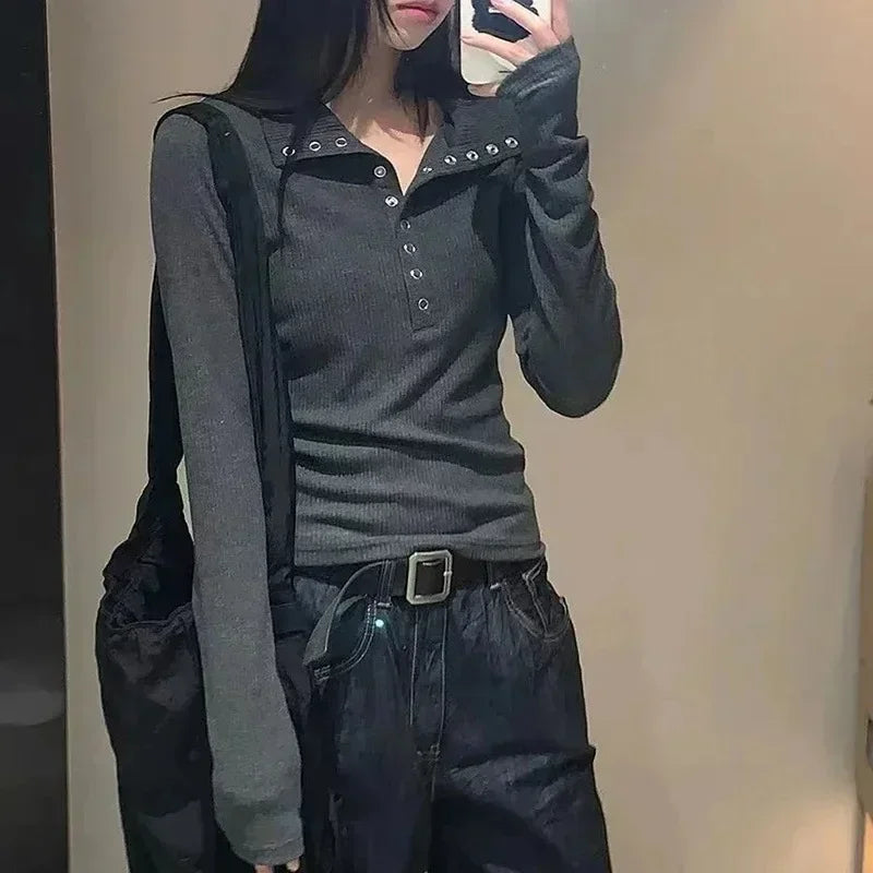 Button Up Bottoming Pullover Top - Palm and Thread