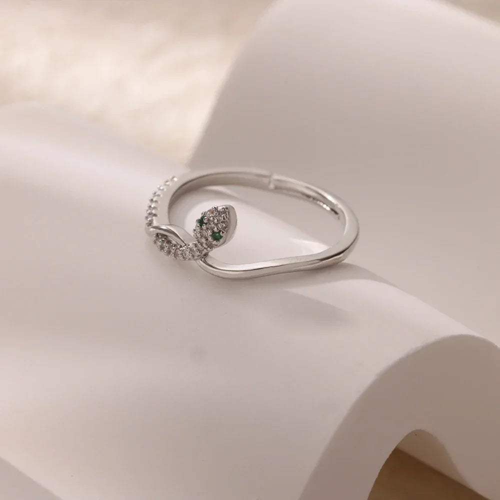 Gold Plated Stainless Steel Snake Ring - Palm and Thread