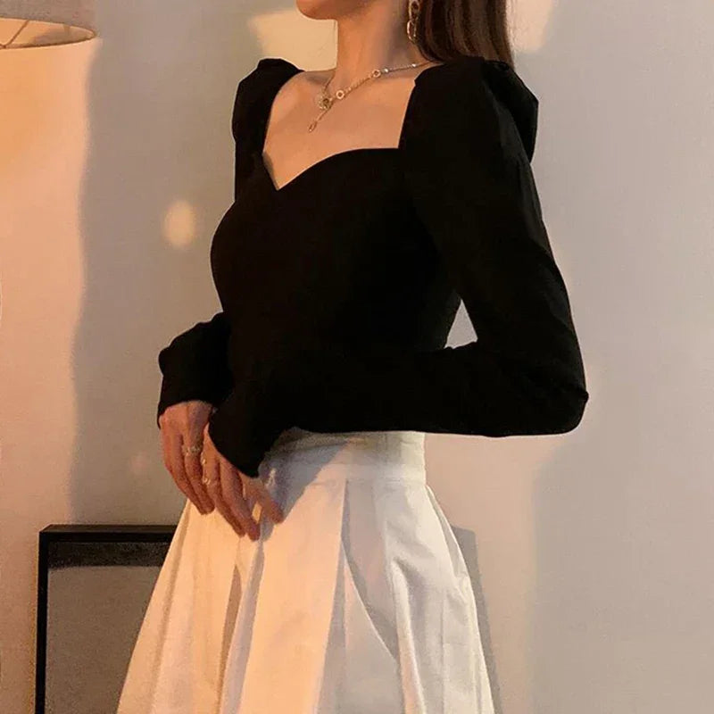 Puff Sleeve Square Collar Blouse - Palm and Thread