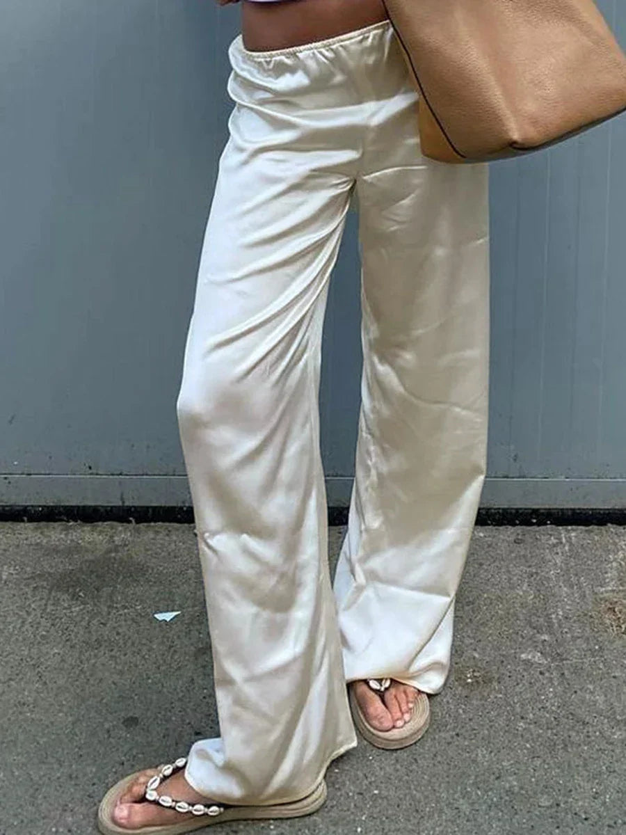 Chic Satin Wide Leg Dress Pant - Palm and Thread