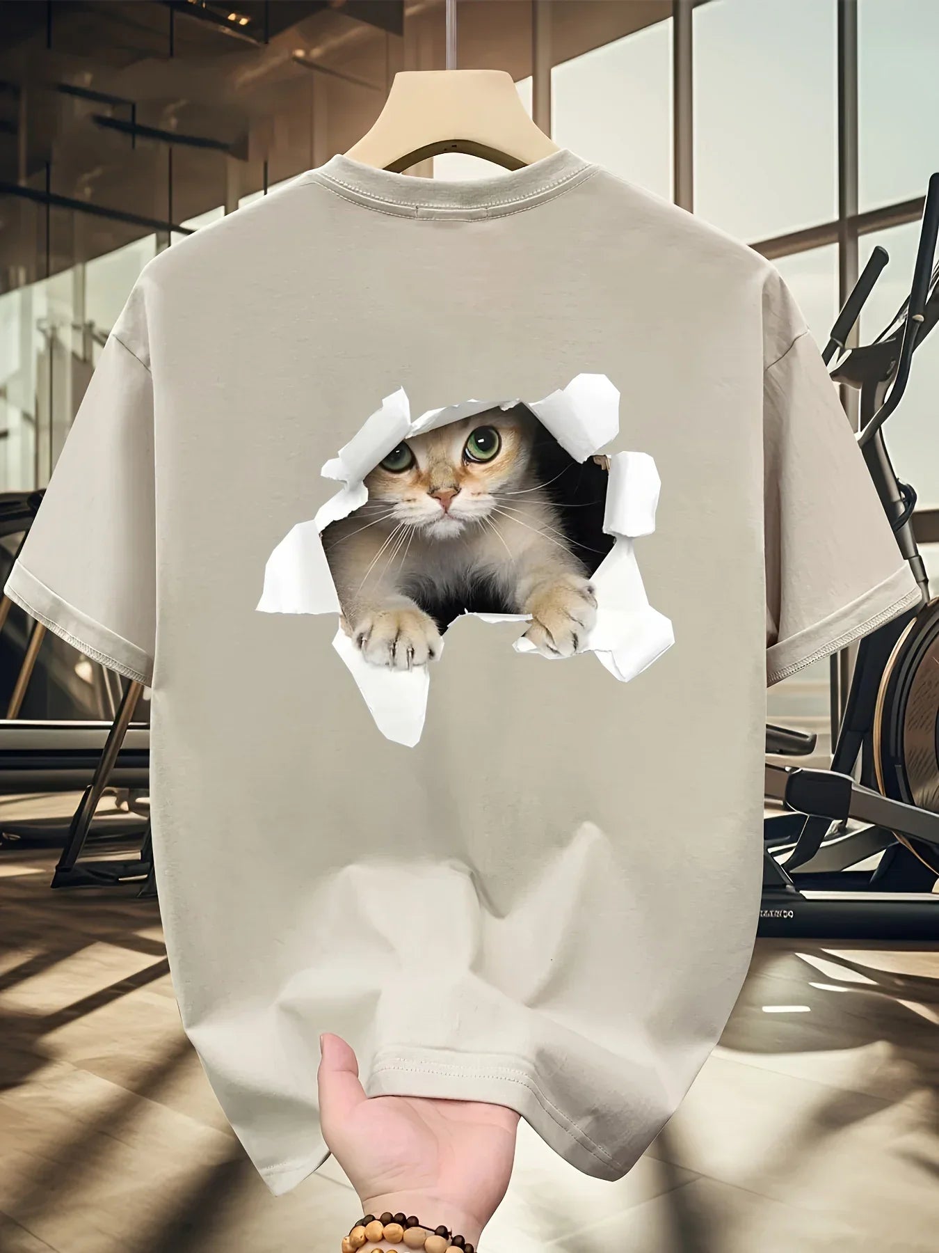 Fashionable Casual Loose Large Size 3D Cat Pattern Printed T-Shirt - Palm and Thread