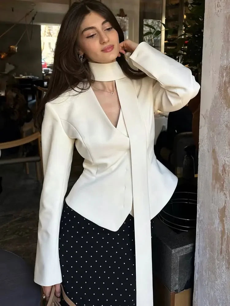 Mini Skirt Elegant Striped Commute Patchwork Suit Sets - Palm and Thread