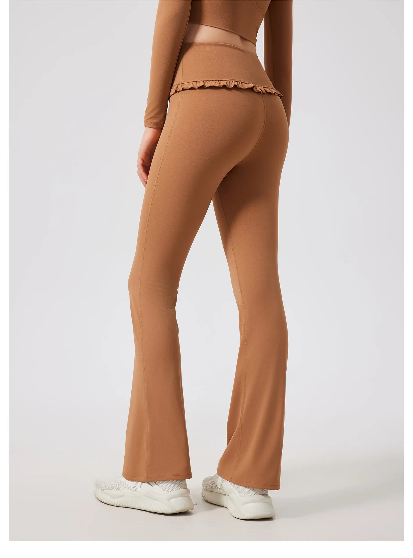 Padded Long Sleeve Crop Top & High Waist Flared Leggings