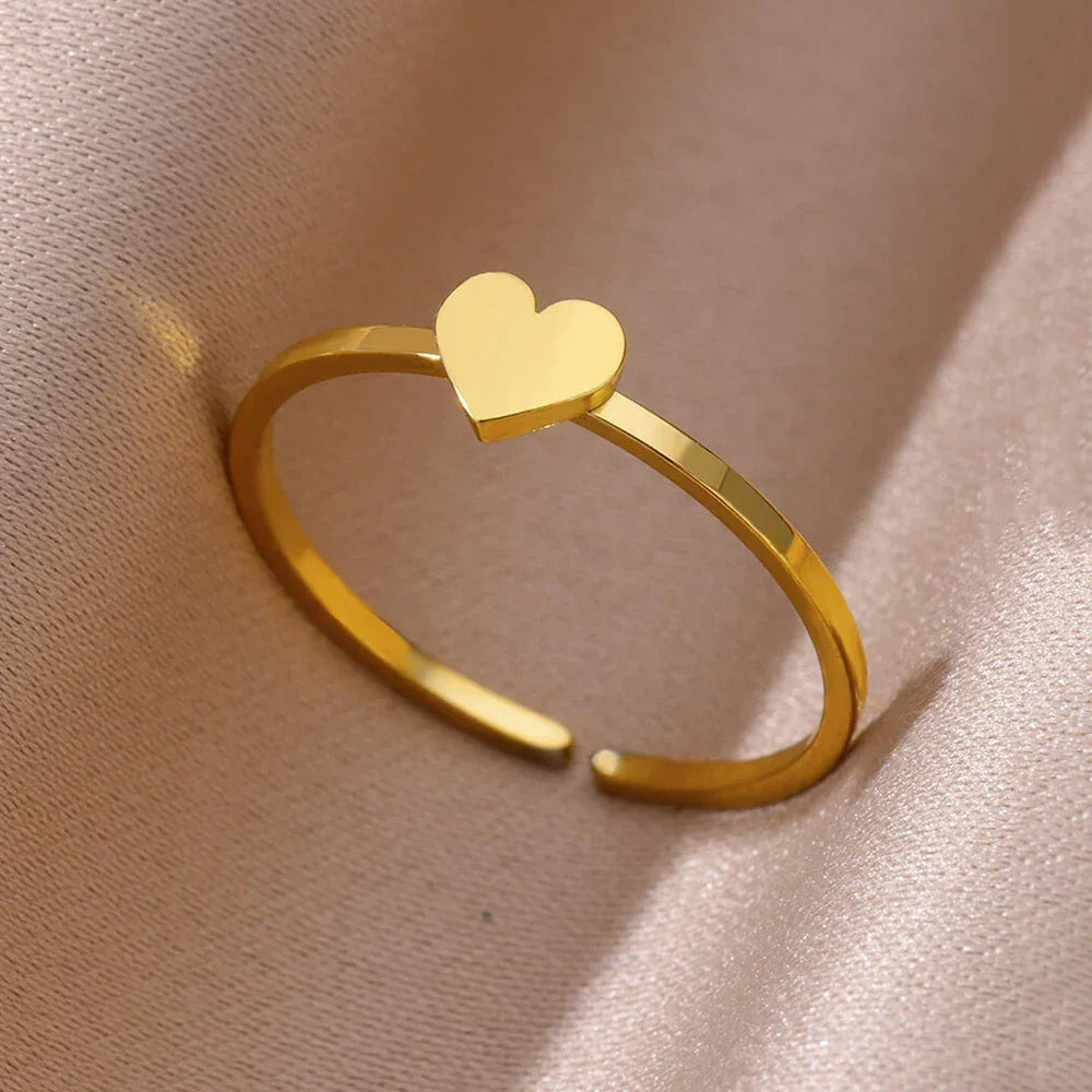 Stainless Steel Gold Color Open Gothic Ring - Palm and Thread