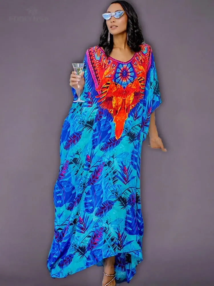 Bohemian Printed Loose Beach Dress - Palm and Thread