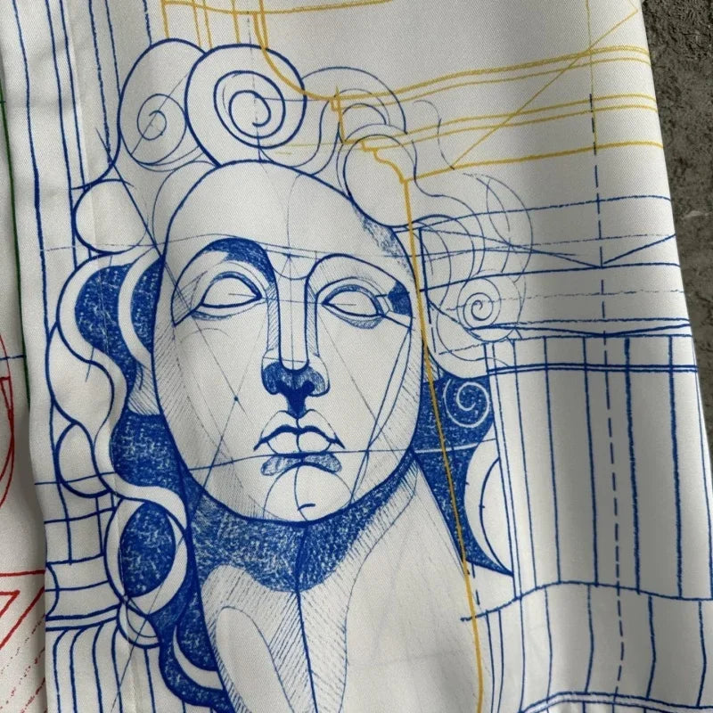 Sketch Pattern Silk Oversized T-Shirt - Palm and Thread