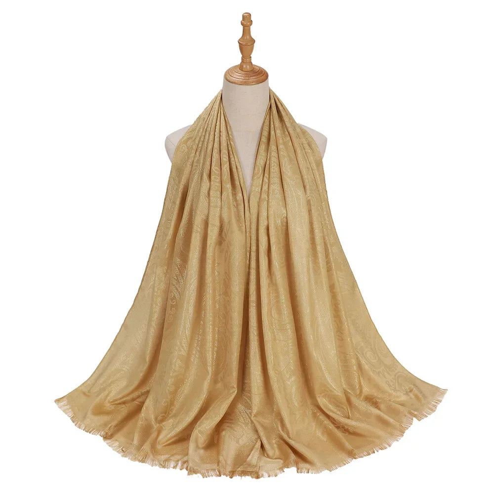New Jacquard Satin Silk Hijab Scarf - Palm and Thread