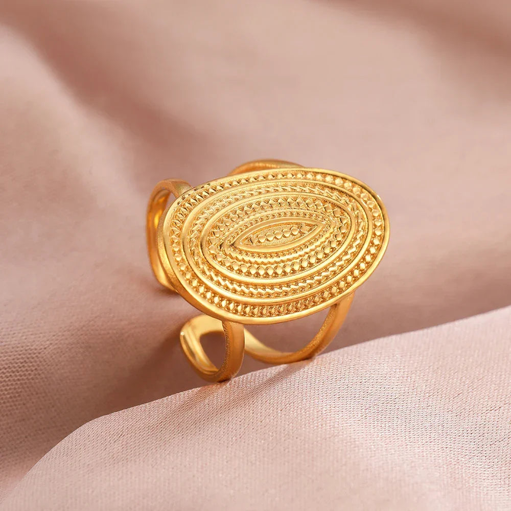 Bohemian Geometric Open Ring - Palm and Thread