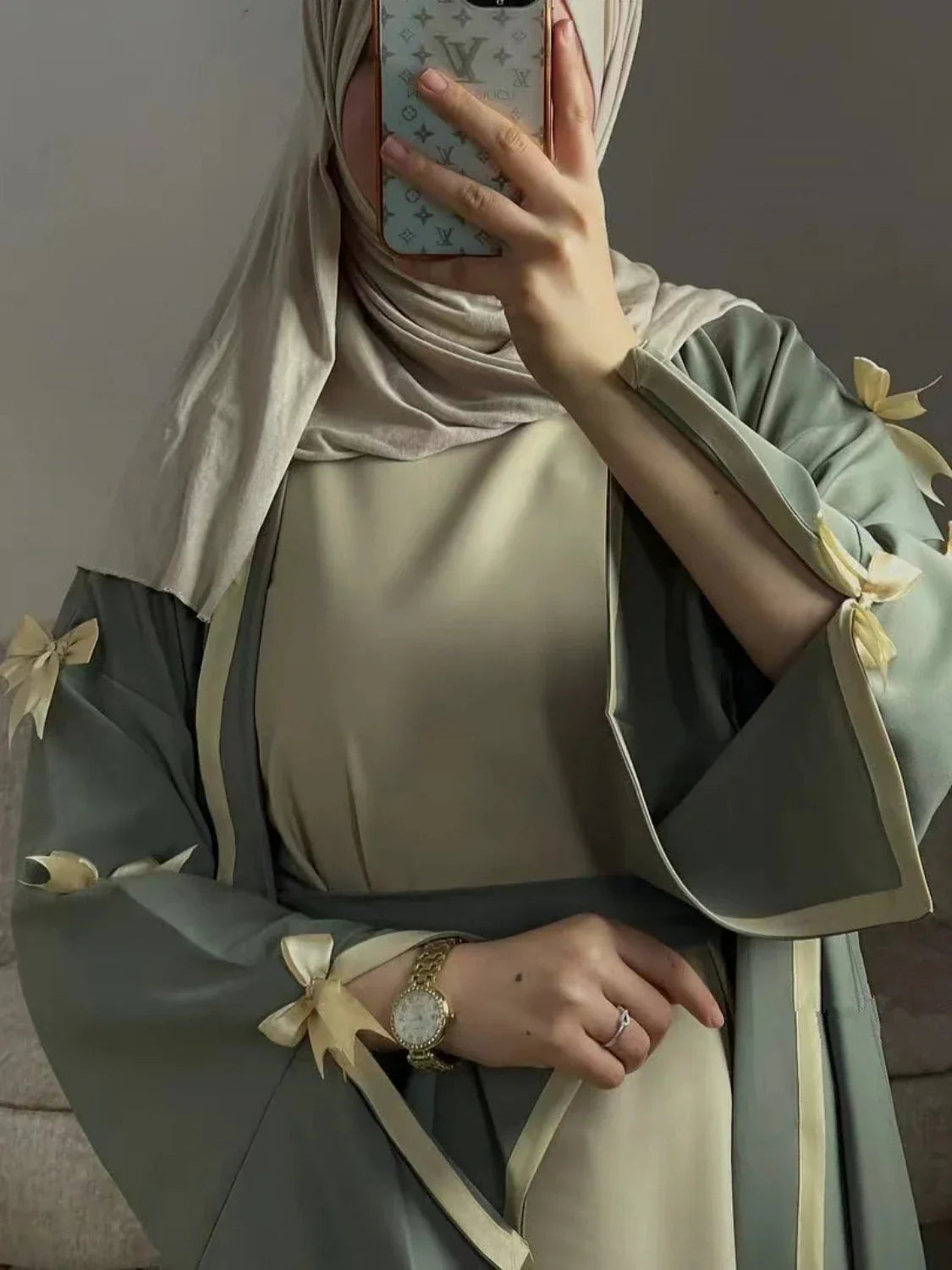 Bow Vestidos Largos Split Sleeve Abaya - Palm and Thread
