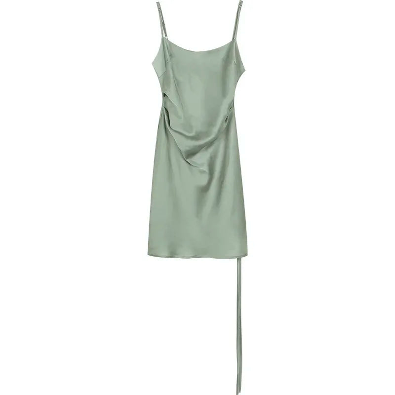 Sexy Green Spaghetti Strap Mini Dress