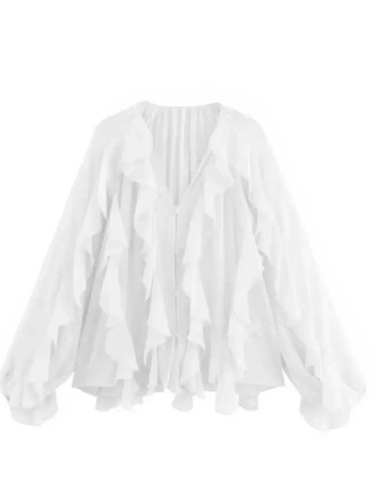 Translucent Ruffles Blouse - Palm and Thread