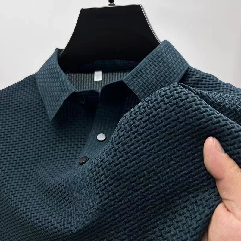New Casual Short Sleeved Bone Flower Solid Color POLO Shirt - Palm and Thread