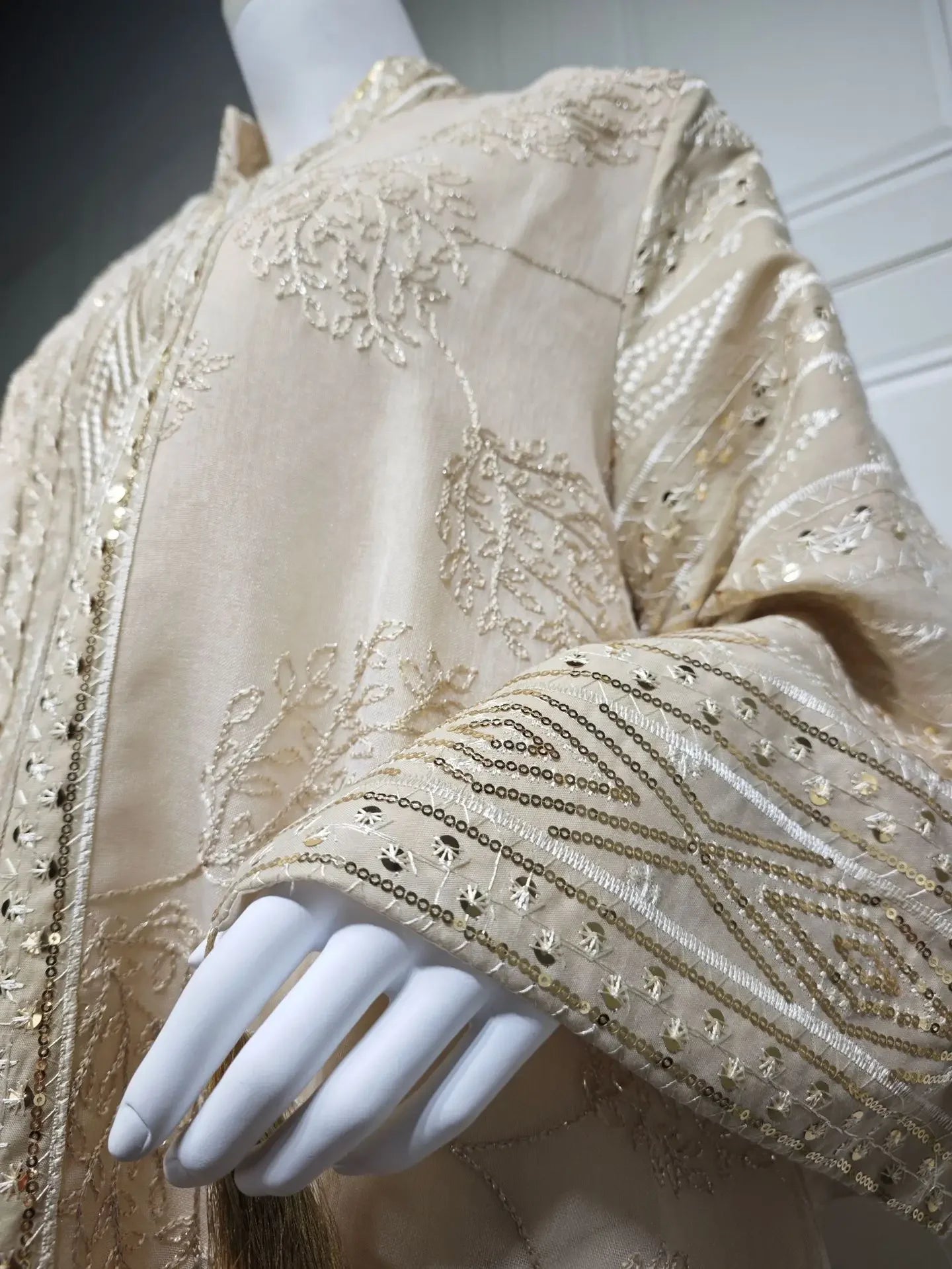 Embroidered Abaya with Gold Detailing Ideal for Formal Occasions - Palm and Thread