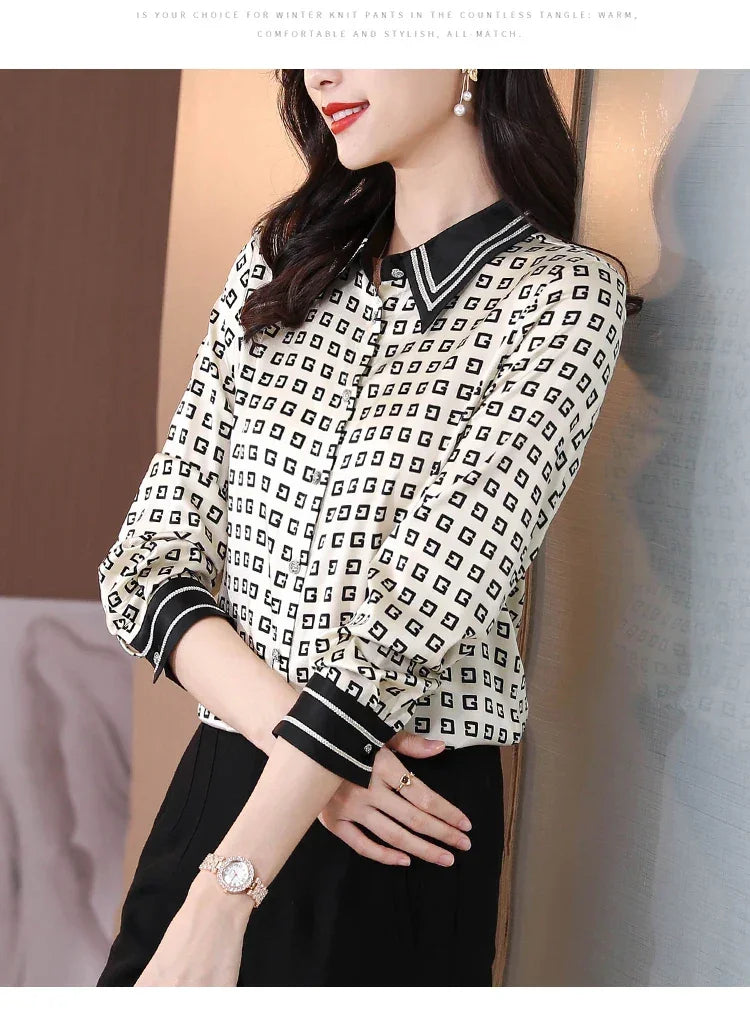 Satin Elegant Slim Work Top - Palm and Thread