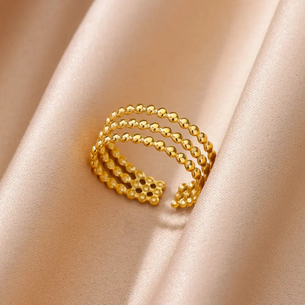 Stainless Steel Chunky Wide Ring - Palm and Thread