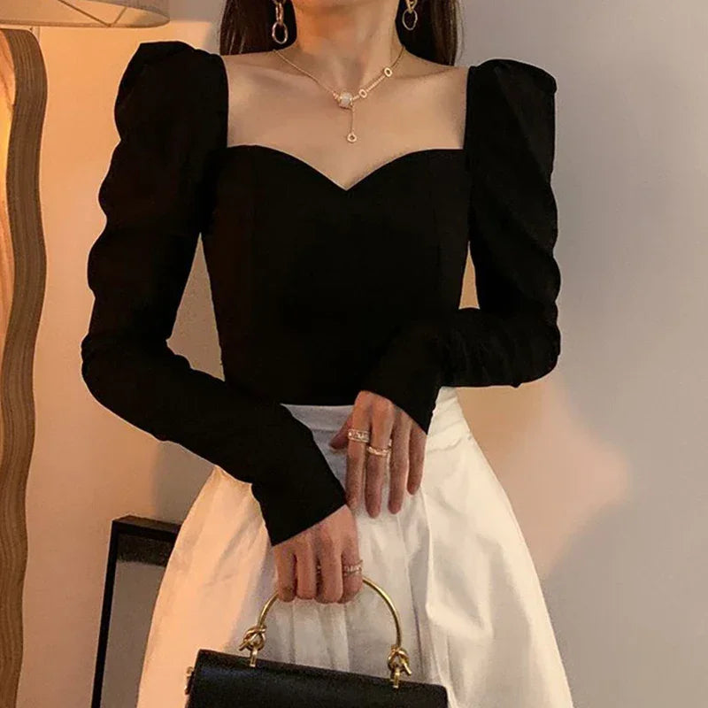 Puff Sleeve Square Collar Blouse - Palm and Thread