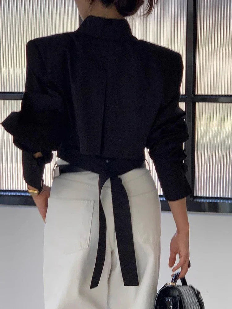 Cropped Back Lace Up Design Blouse - Palm and Thread