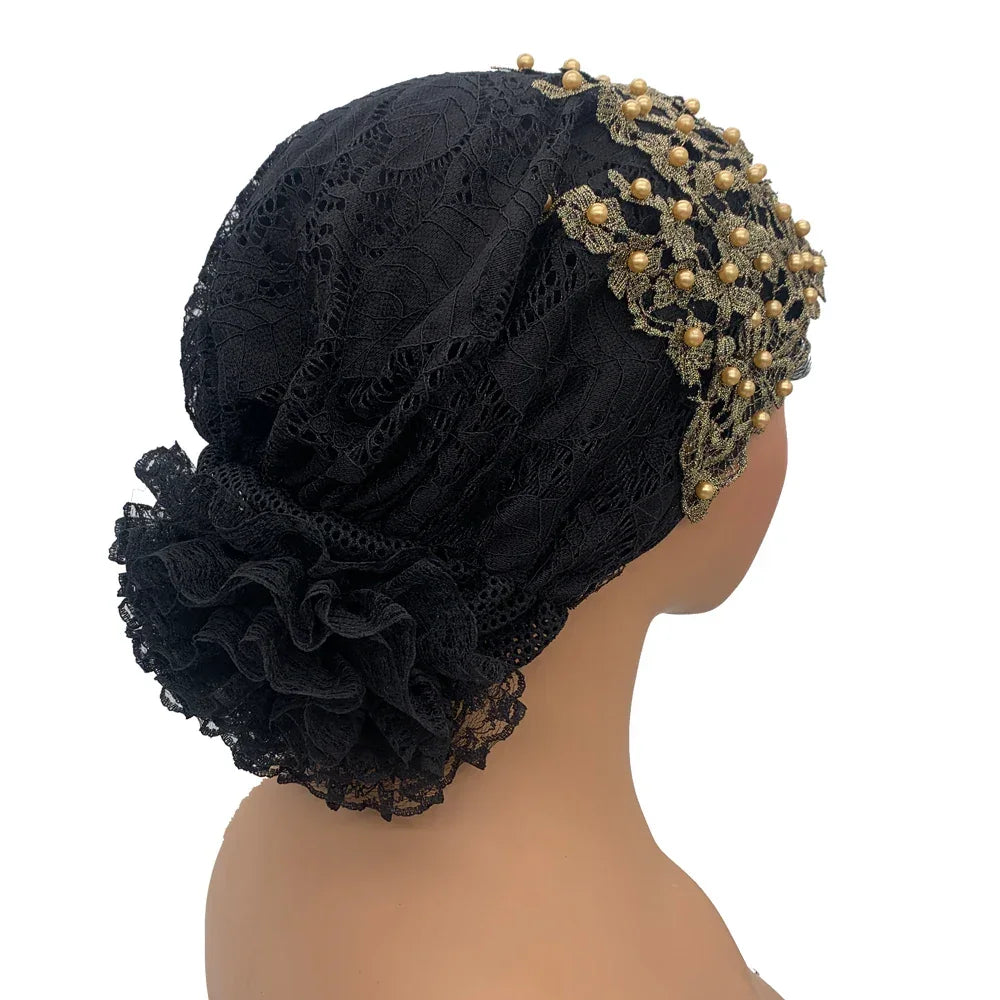 Embroidery Beading Turban Cap - Palm and Thread