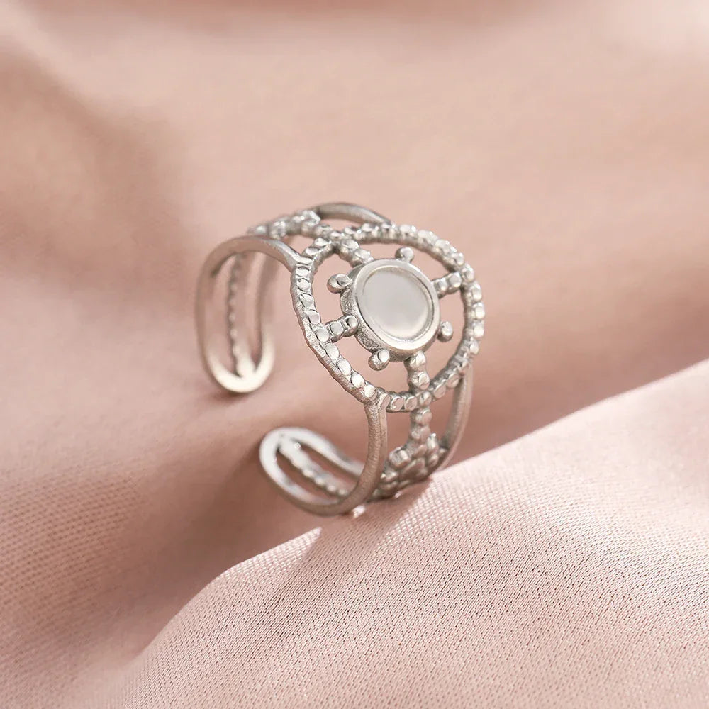 Bohemian Geometric Open Ring - Palm and Thread