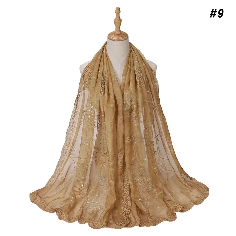 Silk Embroidered Baotou Gauze Fashion Scarf - Palm and Thread