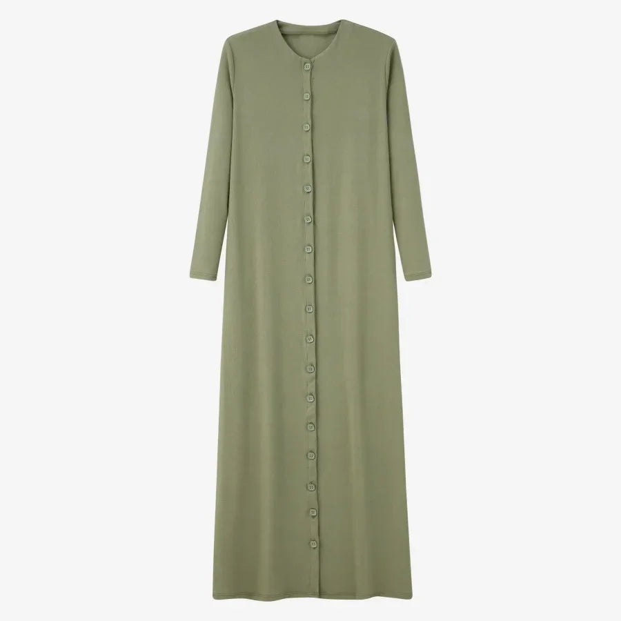 Comfortable ribbing maxi button dress - Palm and Thread