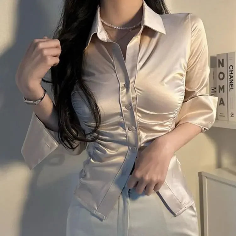 Elegant Office Silk Shirt - Palm and Thread