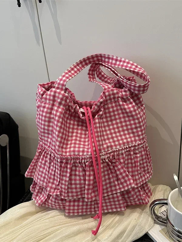Cute Plaid Cotton Tote Bag - Palm and Thread