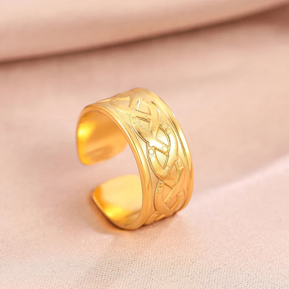 Bohemian Geometric Open Ring - Palm and Thread