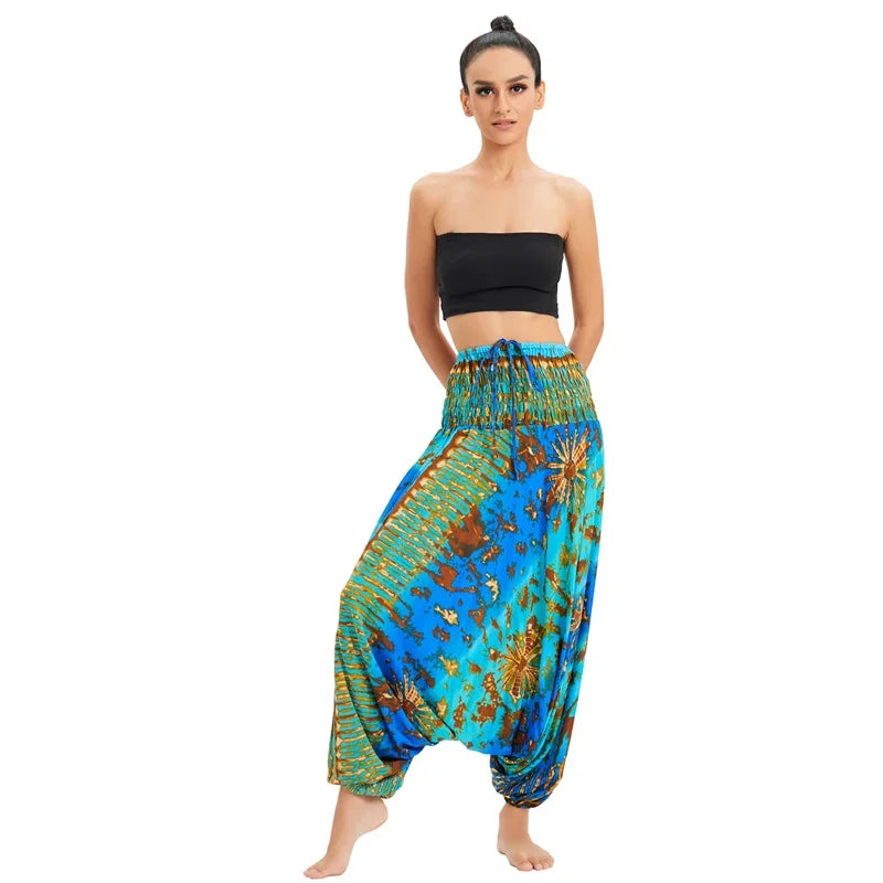 Bohemian High Waist Rayon Harem Baggy Pant - Palm and Thread