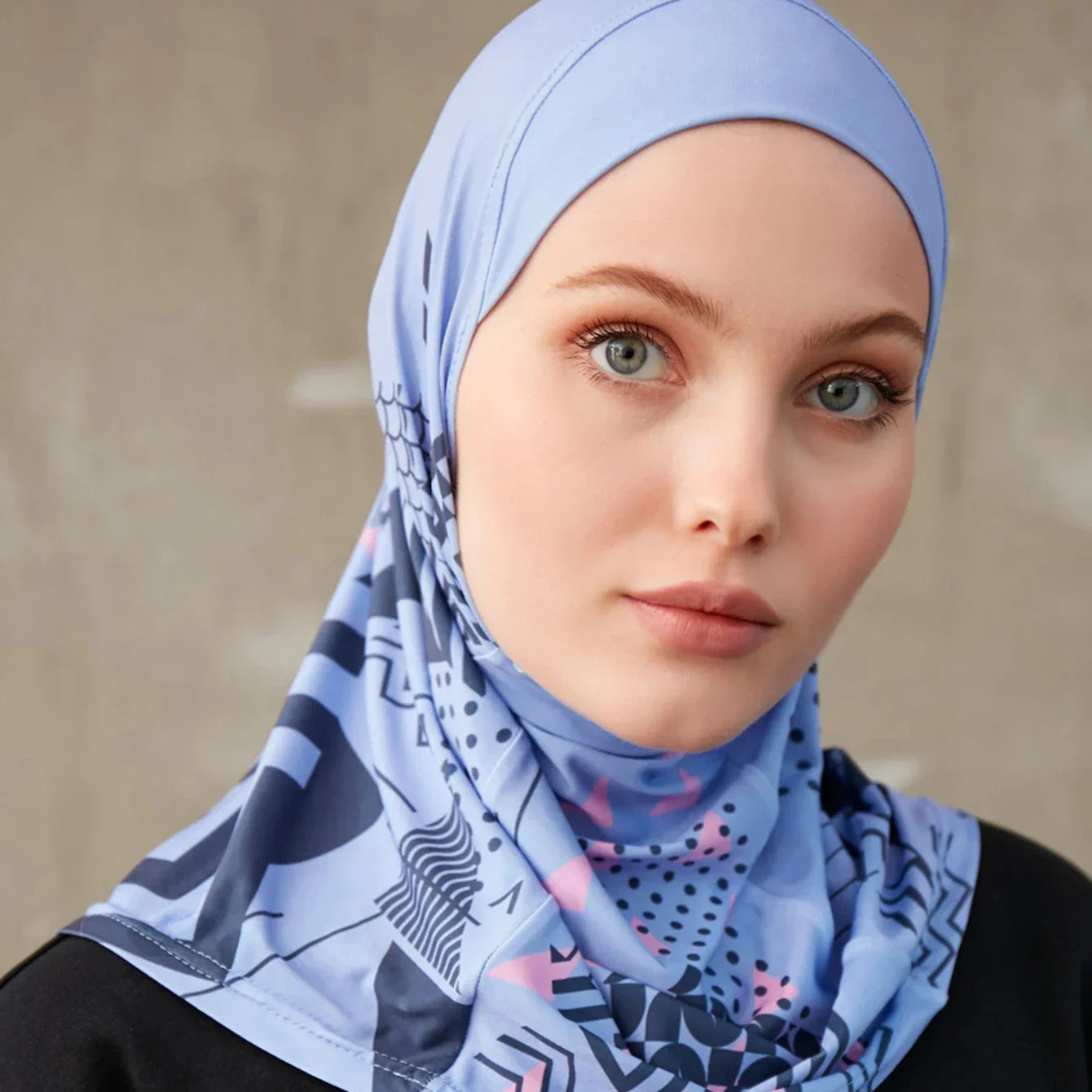 Sporty Inner Hijab Geometric Printing Pattern - Palm and Thread