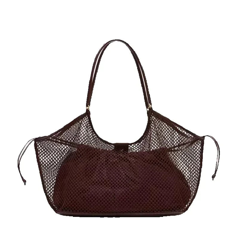 Mesh Beach Tote Foldable Bag With Inside Pocket - Palm and Thread