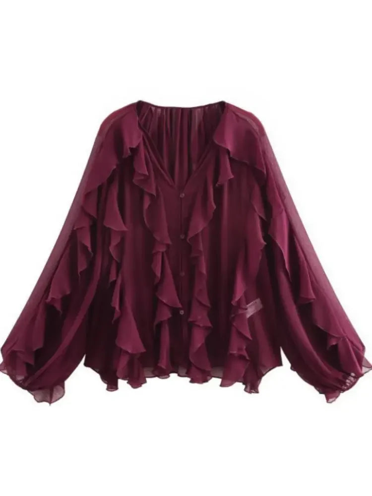Translucent Ruffles Blouse - Palm and Thread