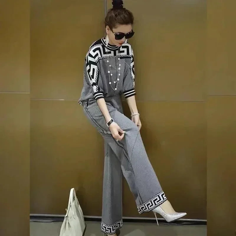 Long-Sleeved Ice Silk Two-Piece Suit - Palm and Thread