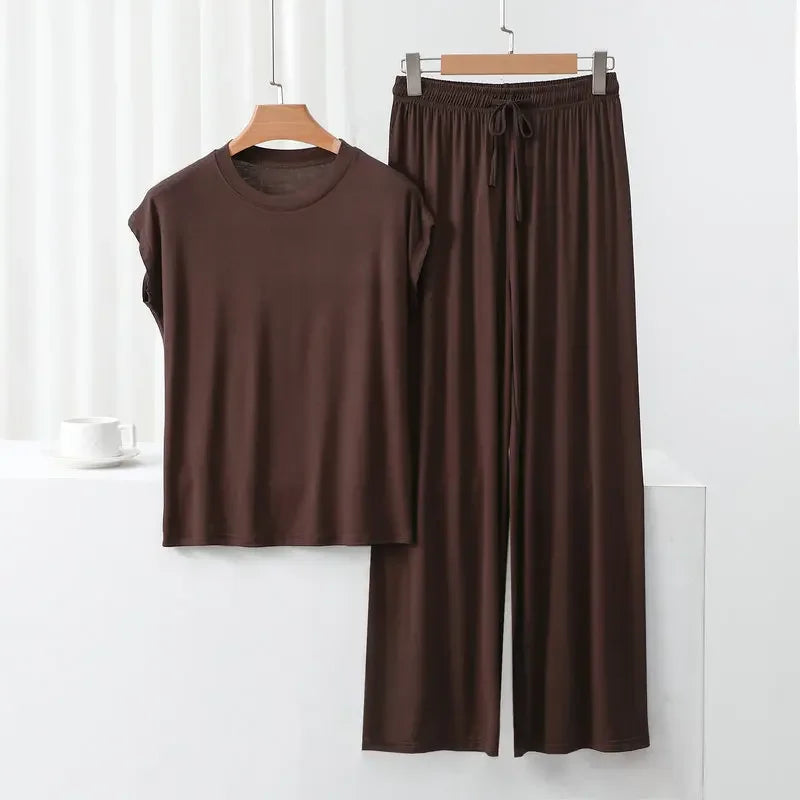 Modal Loose Homewear set O-neck streetwear Casual pajama - Palm and Thread