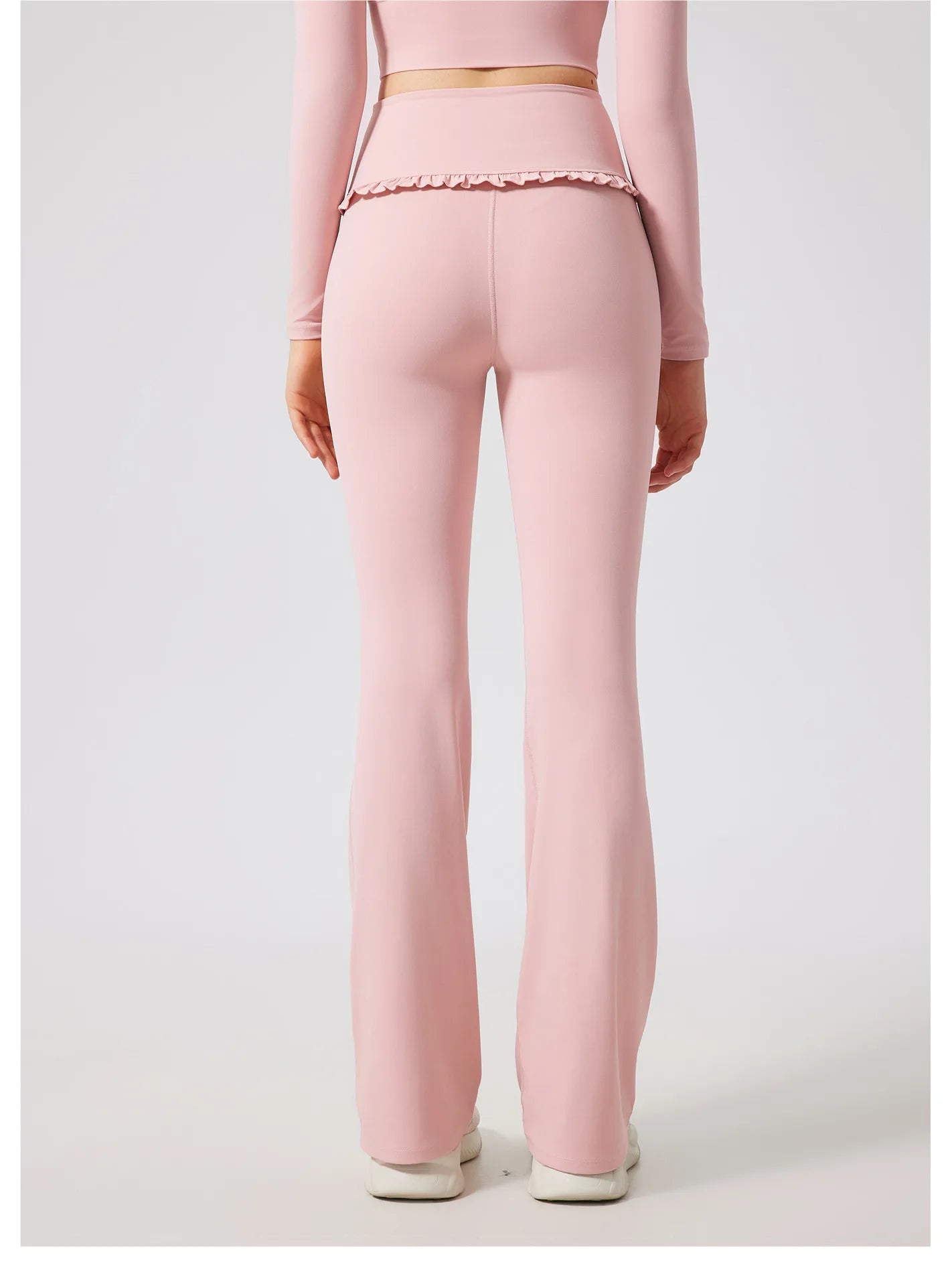 Padded Long Sleeve Crop Top & High Waist Flared Leggings