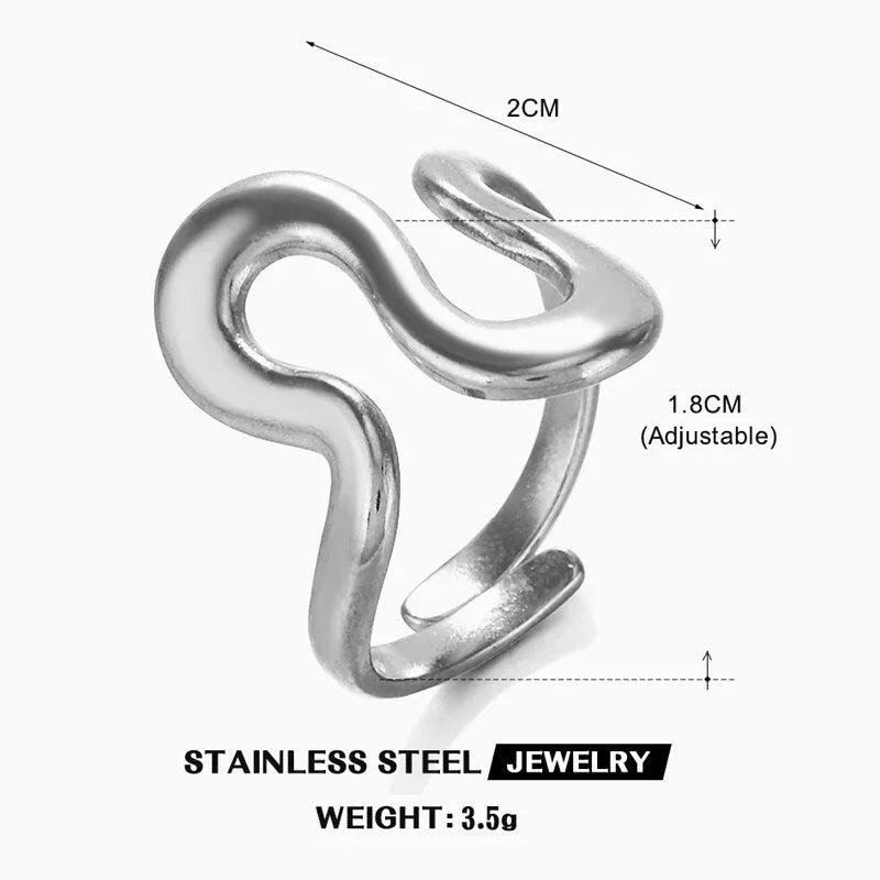 Irregular Unique Heart Metal Texture Finger Ring - Palm and Thread