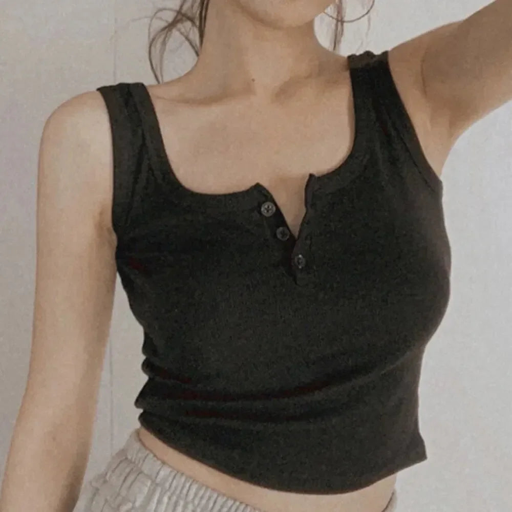 Ribbed Button Down Sleeveless Blouse - Palm and Thread
