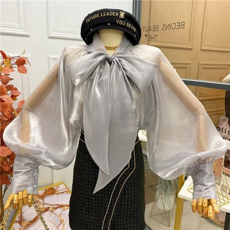 New Lantern Sleeve Stand Collar Top - Palm and Thread