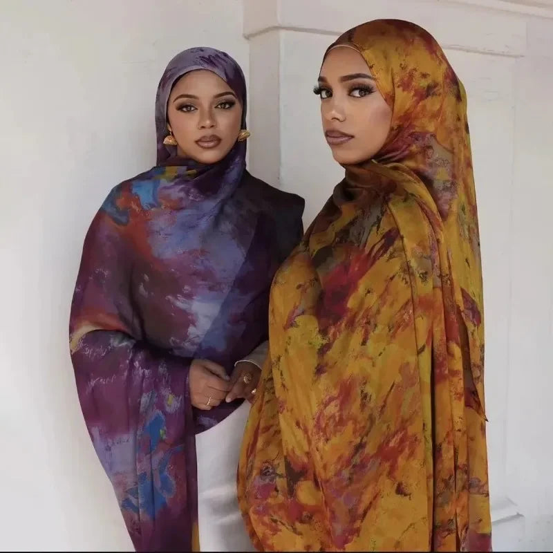 Water Print Shawl Chiffon Silk Hijab - Palm and Thread