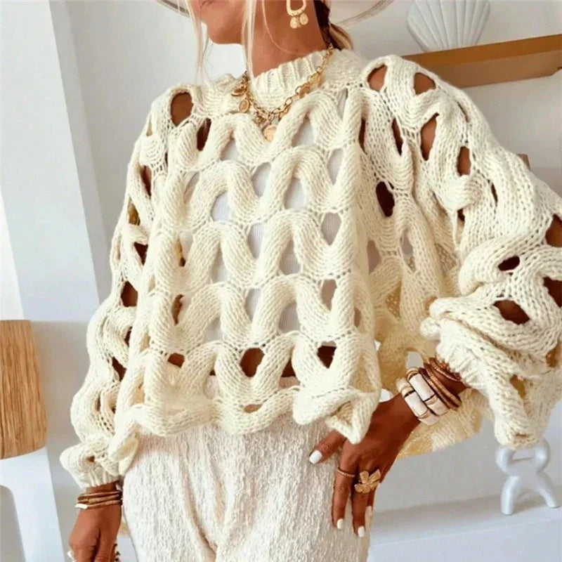 Hollow Out Resort Blouse - Palm and Thread