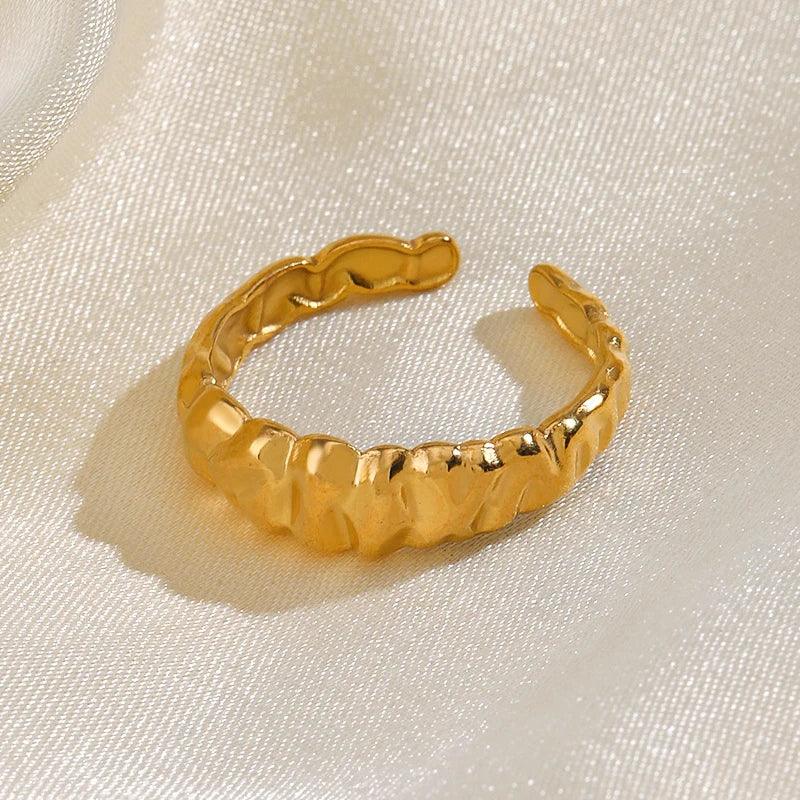 Vintage Irregular Stainless Steel Ring - Palm and Thread