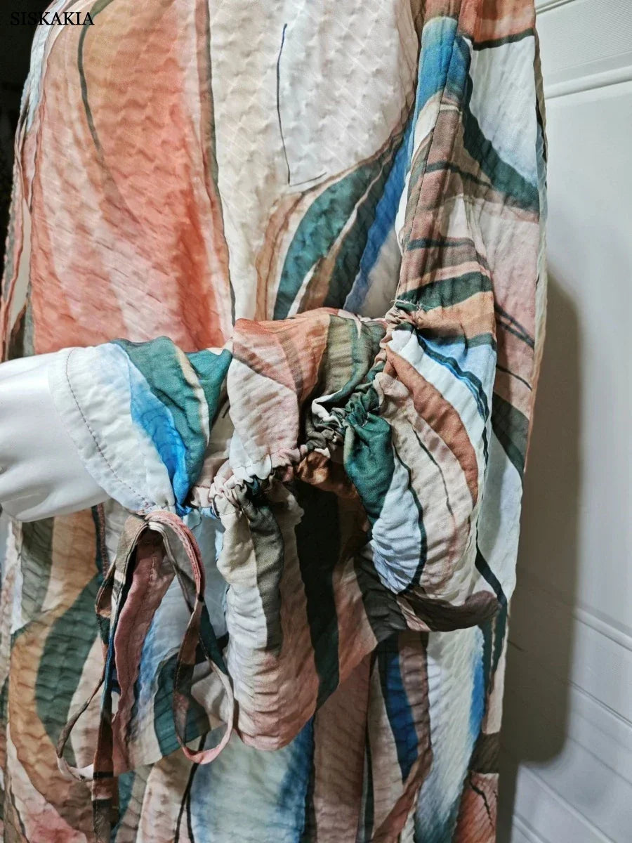 Floral Fashion Draw String Sleeve Abaya - Palm and Thread