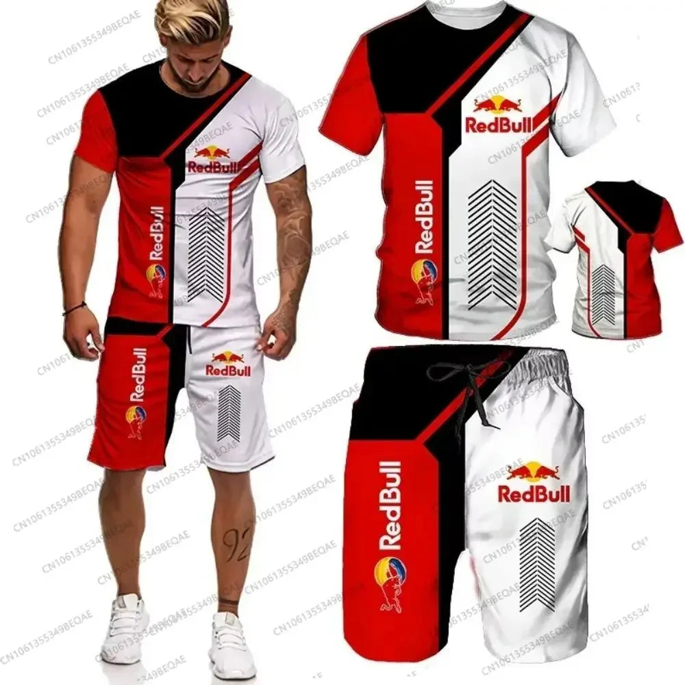 Red Bull Brand 3D Printed T-shirt Shorts Set - Palm and Thread