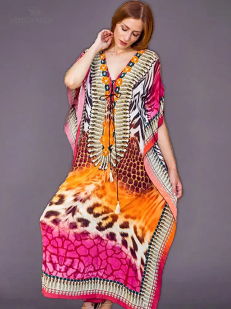 Bohemian Printed Loose Beach Dress - Palm and Thread