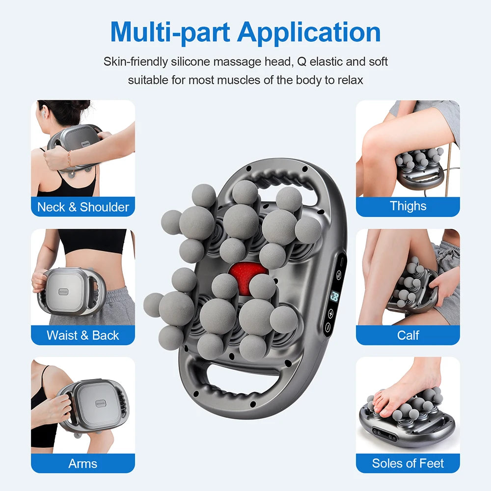 22-Head Fascia Gun High-Frequency Vibration Body Massage - Palm and Thread