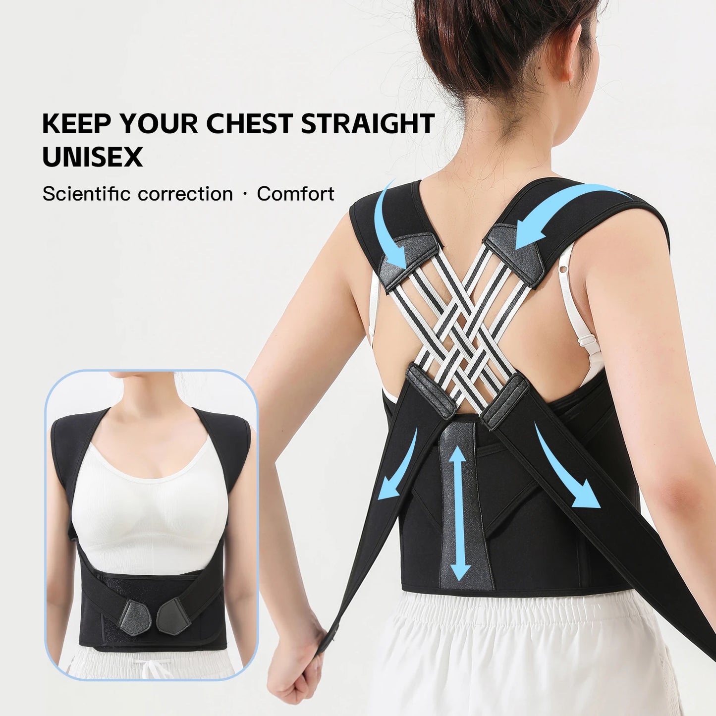 Breathable Elastic Back Posture Correction Belt - Palm and Thread