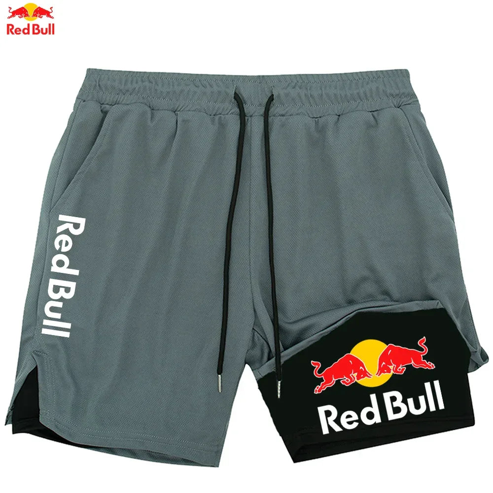Red Bull Newest 2 in 1 Running Training Gym Short - Palm and Thread