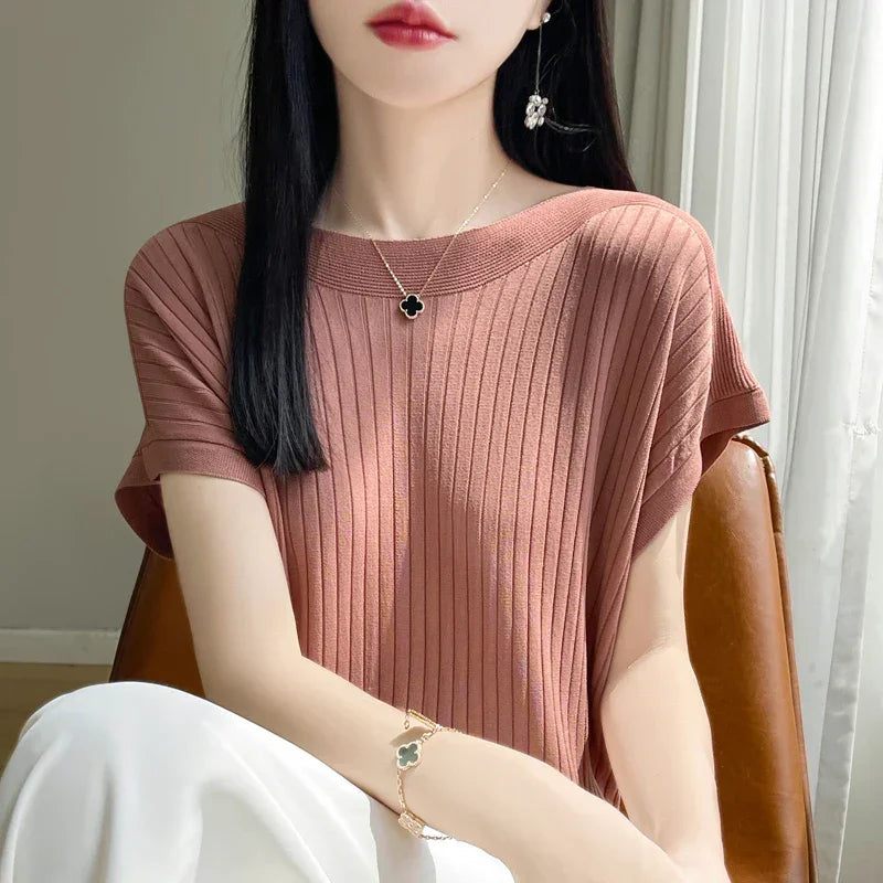 Ice Silk Knitted Sweater Shirt - Palm and Thread